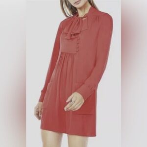 BCBGMaxAzria Dress Damario Neck Tie Poppy Red Size S